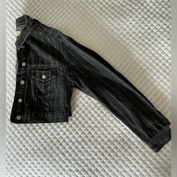 PacSun Cropped Vintage Wash Denim Striped Jacket M/L - Picture 9 of 13